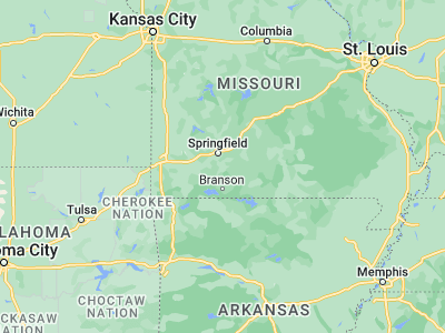 Map showing location of Ozark (37.02089, -93.20602)