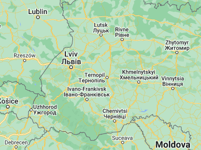 Map showing location of Ozerna (49.62891, 25.32895)