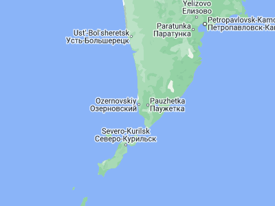 Map showing location of Ozernovskiy (51.49604, 156.50102)
