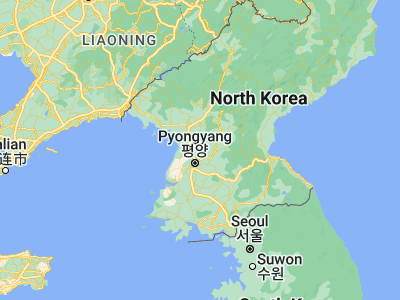Map showing location of P’yŏngsŏng (39.24639, 125.87194)
