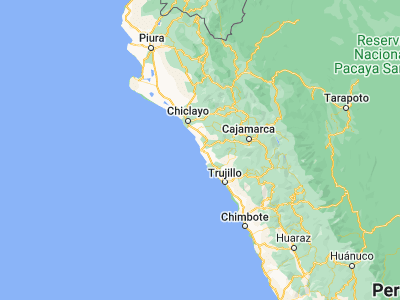 Map showing location of Pacasmayo (-7.40056, -79.57139)