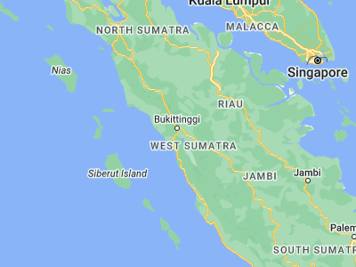 Map showing location of Padangpanjang (-0.46721, 100.40226)