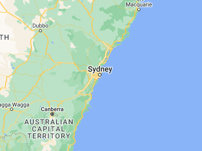 Map showing location of Paddington (-33.88528, 151.23)