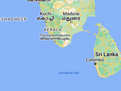 Map showing location of Padmanābhapuram (8.24462, 77.32581)