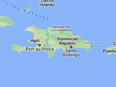 Map showing location of Padre Las Casas (18.73172, -70.93916)