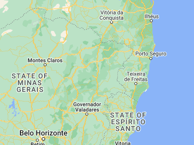 Map showing location of Padre Paraíso (-17.07417, -41.48444)