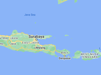 Map showing location of Padurekso (-7.0484, 113.9421)