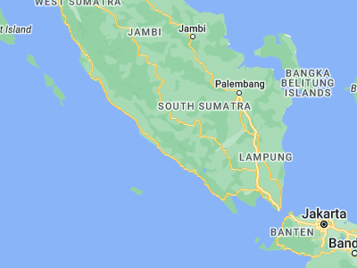 Map showing location of Pagaralam (-4.01667, 103.26667)