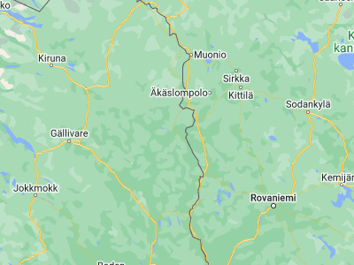 Map showing location of Pajala (67.21284, 23.36607)