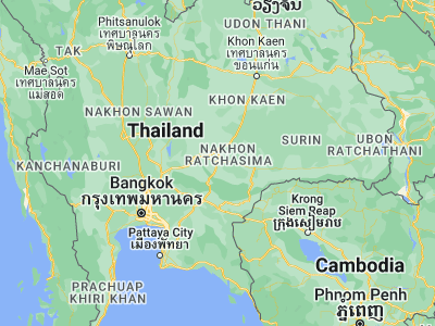 Map showing location of Pak Thong Chai (14.7226, 102.02512)