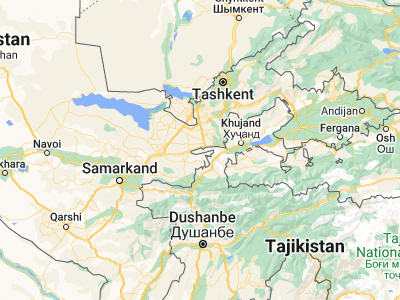 Map showing location of Pakhtakoron (40.15709, 68.74659)