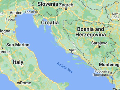 Map showing location of Pakoštane (43.91222, 15.50889)