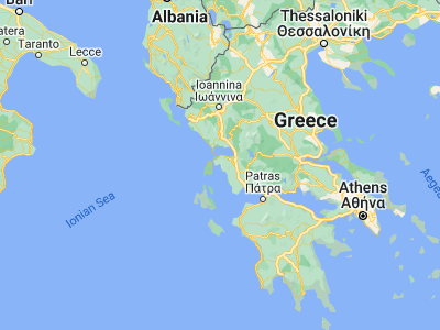Map showing location of Pálairos (38.78333, 20.88333)