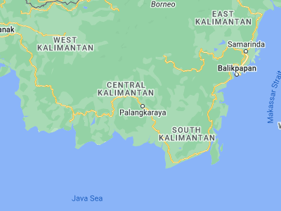 Map showing location of Palangkaraya (-2.2, 113.83333)