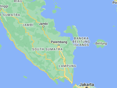 Map showing location of Palembang (-2.91673, 104.7458)
