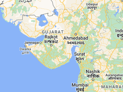 Map showing location of Pāliyād (22.25, 71.56667)