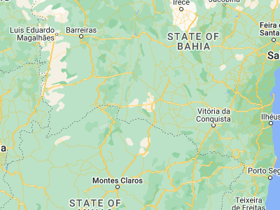 Map showing location of Palmas de Monte Alto (-14.26722, -43.16194)