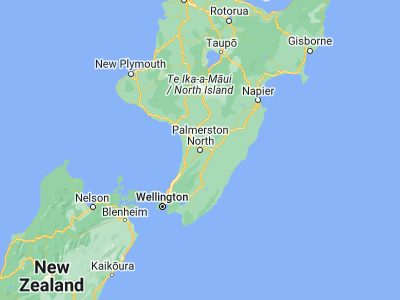 Map showing location of Palmerston North (-40.35, 175.61667)