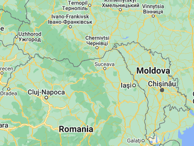 Map showing location of Păltinoasa (47.55, 25.95)