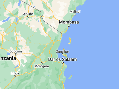 Map showing location of Pangani (-5.43333, 38.96667)