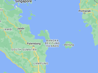 Map showing location of Pangkalpinang (-2.13333, 106.13333)