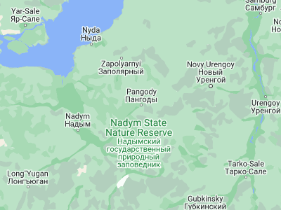 Map showing location of Pangody (65.85002, 74.48593)