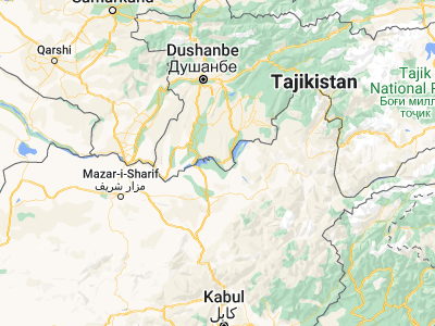Map showing location of Panj (37.23634, 69.09911)