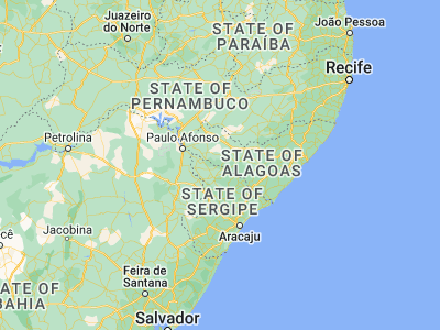 Map showing location of Pão de Açúcar (-9.74833, -37.43667)