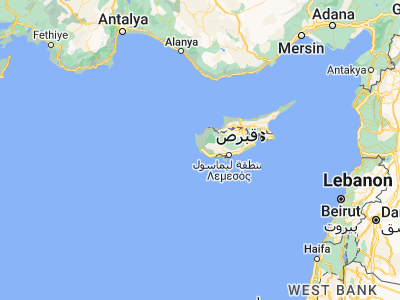 Map showing location of Paphos (34.76667, 32.41667)