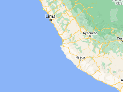 Map showing location of Paracas (-13.86667, -76.26667)