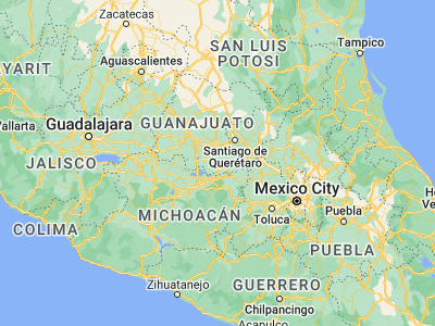 Map showing location of Parácuaro (20.14473, -100.76211)