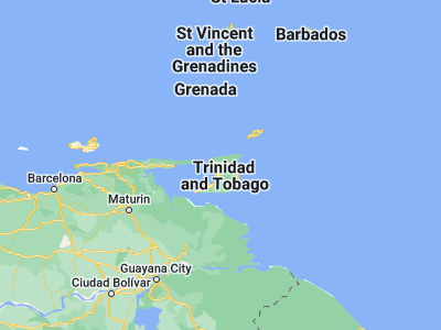 Map showing location of Paradise (10.63471, -61.36671)