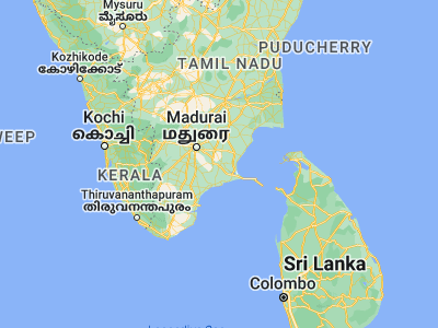 Map showing location of Paramagudi (9.54633, 78.5907)