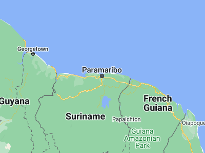 Map showing location of Paramaribo (5.86638, -55.16682)