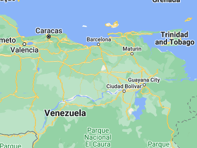 Map showing location of Pariaguán (8.84358, -64.71053)