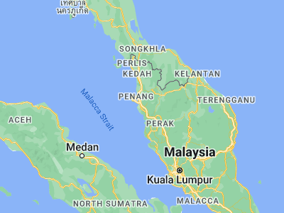 Map showing location of Parit Buntar (5.12671, 100.49316)