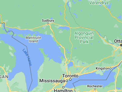 Map showing location of Parry Sound (45.3501, -80.03296)