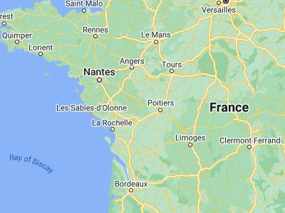 Map showing location of Parthenay (46.65, -0.25)