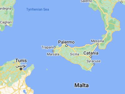 Map showing location of Partinico (38.04395, 13.12004)