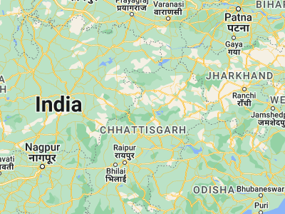 Map showing location of Pasān (22.85, 82.2)