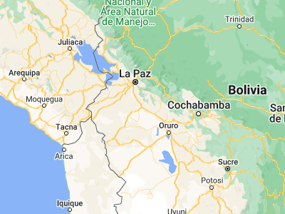 Map showing location of Patacamaya (-17.23333, -67.91667)