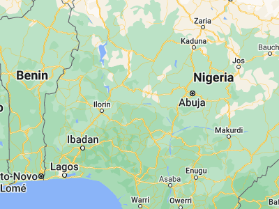 Map showing location of Pategi (8.73333, 5.75)