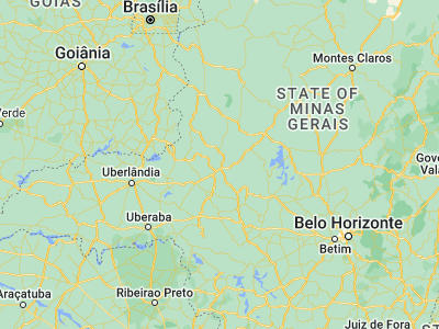 Map showing location of Patos de Minas (-18.57889, -46.51806)