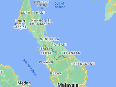 Map showing location of Pattani (6.86814, 101.25009)