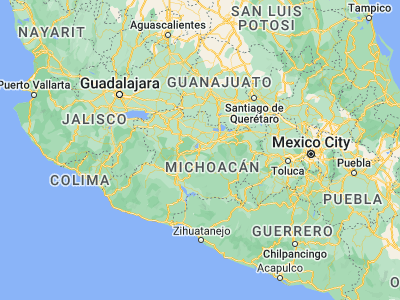 Map showing location of Pátzcuaro (19.51931, -101.6097)