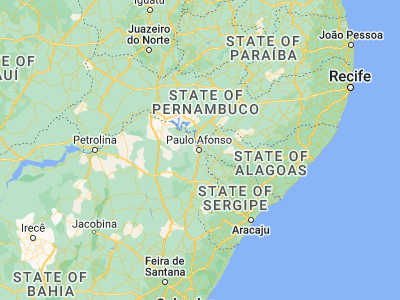 Map showing location of Paulo Afonso (-9.40611, -38.21472)