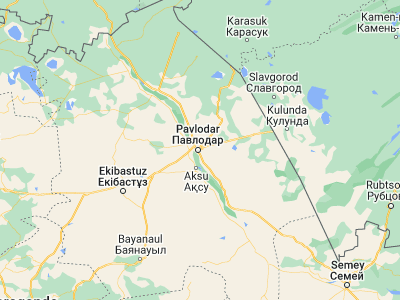 Map showing location of Pavlodar (52.27401, 77.00438)