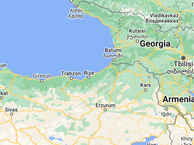 Map showing location of Pazar (41.17917, 40.88417)