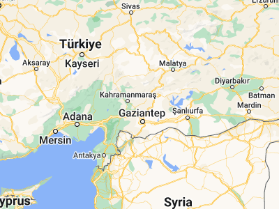 Map showing location of Pazarcık (37.48685, 37.29961)