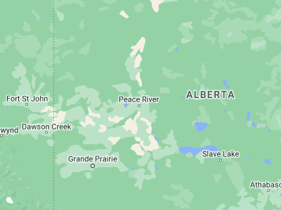 Map showing location of Peace River (56.2501, -117.28599)